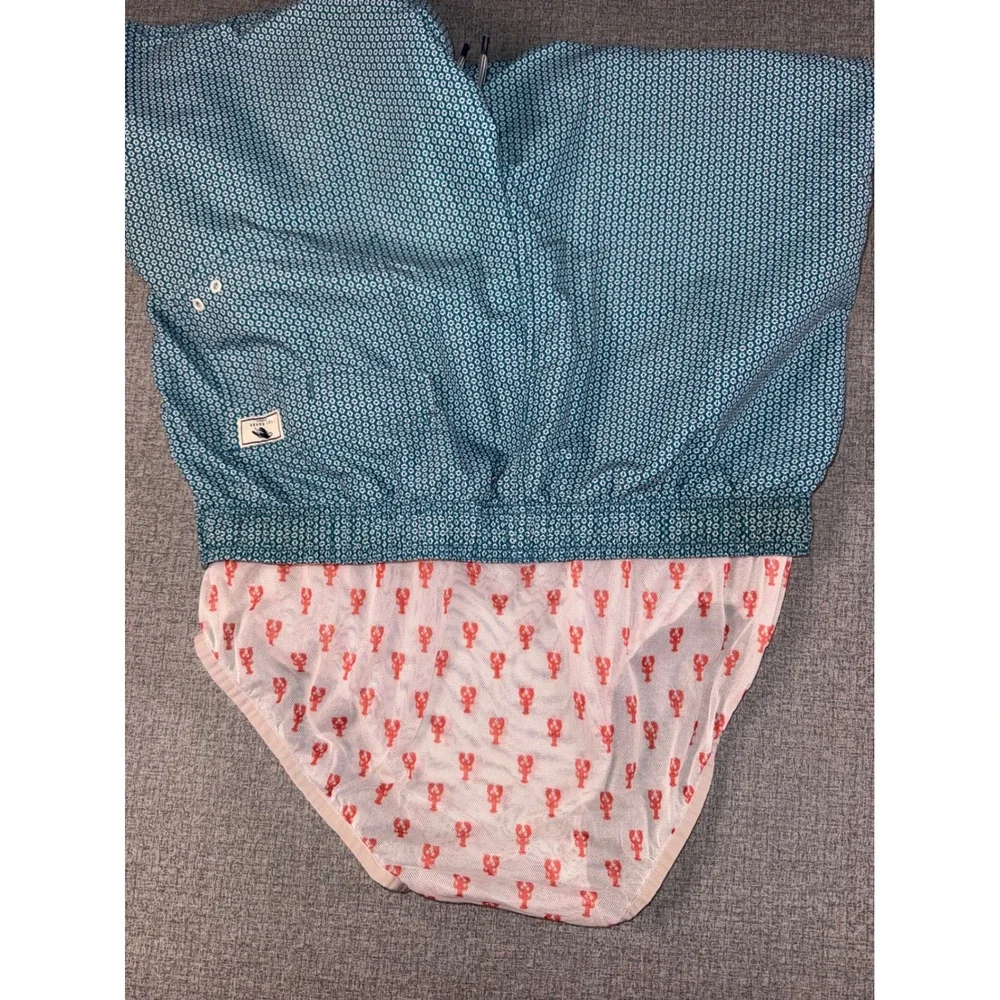 Ted Baker Mens Teal Blue Geometric Lobster Print Swim Trunks Board Shorts Size 5